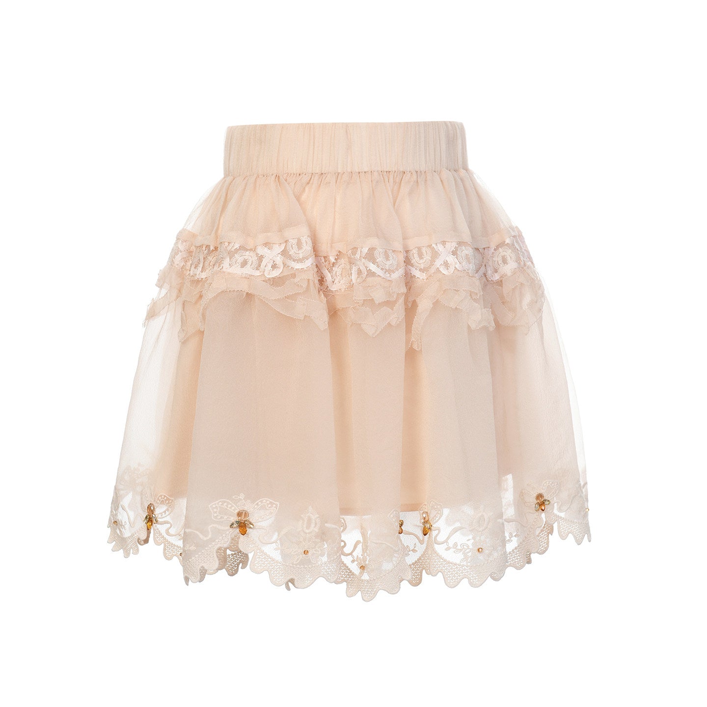 FAME hem drapery organza lace temperament short skirt- GWEN