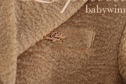 Le Palais Vintage Luxury Beige Suit Collar Long Sleeve Straight Long Winter Coat-KIKE.