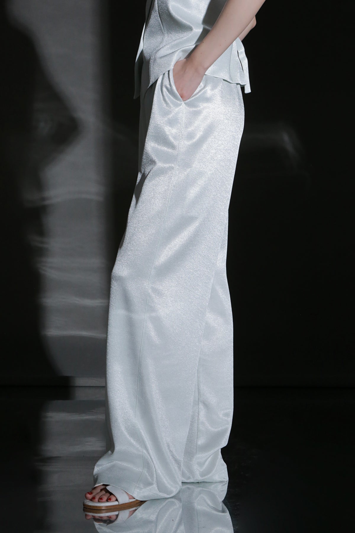 PIAOIN light luxury satin glossy heavy acetate suit pants  -HARPER