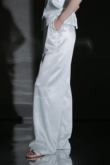 PIAOIN light luxury satin glossy heavy acetate suit pants  -HARPER