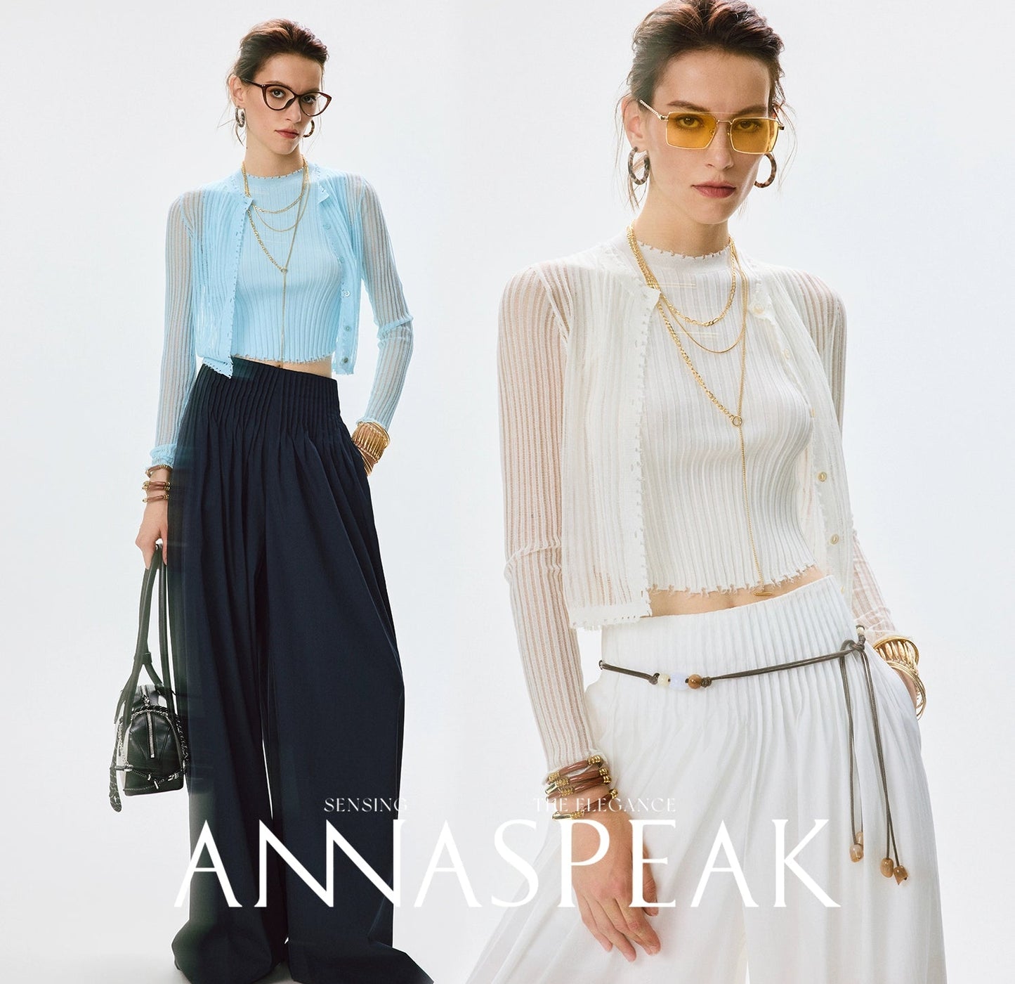 ANNASPEAK  breathable raw edge design knit vest cardigan-PORS.
