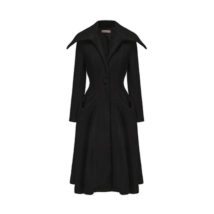 Le Palais Vintage  large skirt black woolen coat-KIA