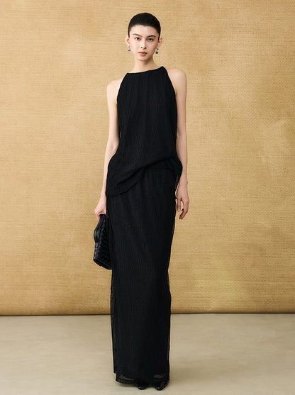 HECO Chinese style wrinkle elastic age-reducing temperament Skirt- ELLA.