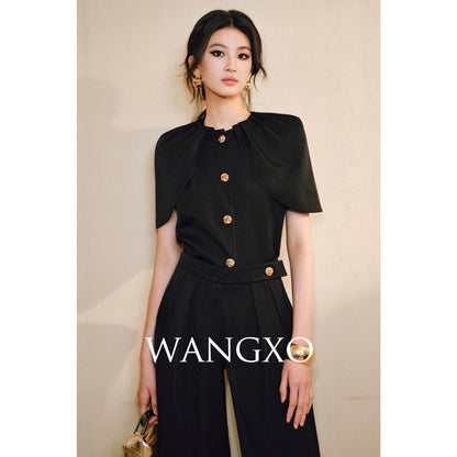 WANGXO | Skin-Friendly Fabric with High-End Metal Buckle Hand-Pinched Layered Urban Suit -NIXI