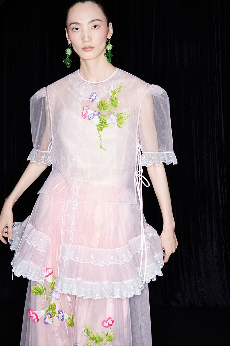 M essential Mackay designer brand mesh hand-painted morning glory vest - SAFE.