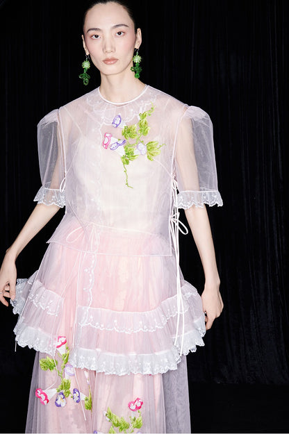 M essential Mackay designer brand mesh hand-painted morning glory vest - SAFE.