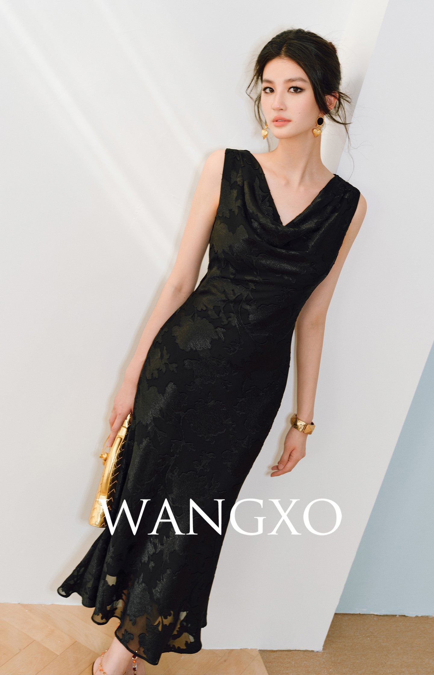 WANGXO |Swing Collar Long Fishtail Dress -CASSIANA.