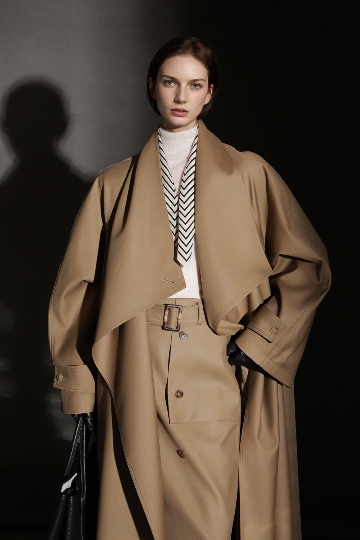 PIAOIN Haute Couture Large-lapel Silhouette Trench Coat Jacket -BECK