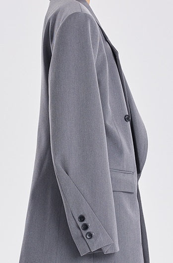 TINY IN Padded Shoulder Cuffs Folded Wide Shoulders Loose Coat-POXY