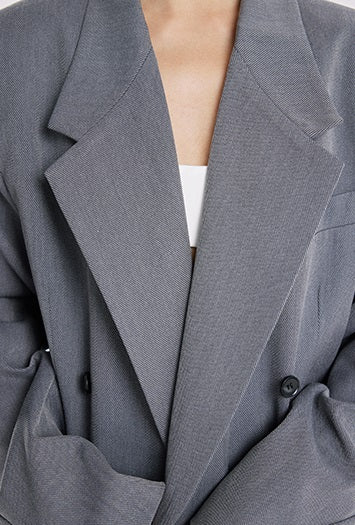 TINY IN Padded Shoulder Cuffs Folded Wide Shoulders Loose Coat-POXY