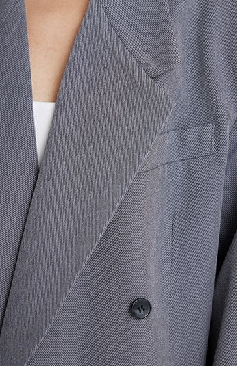 TINY IN Padded Shoulder Cuffs Folded Wide Shoulders Loose Coat-POXY