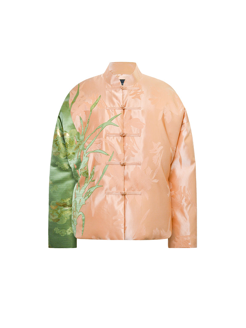 M essential Mackay designer iris jacquard orchid collage coat Pant set - kyle.