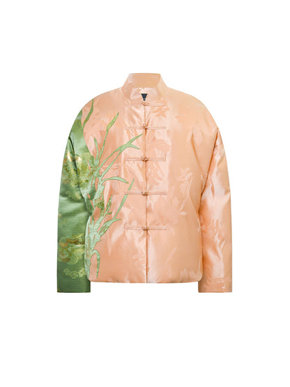 M essential Mackay designer iris jacquard orchid collage coat Pant set - kyle.