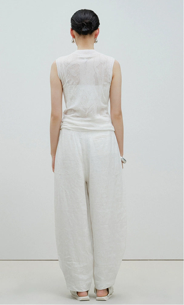 ZHUCHONGYU white fashionable simple crew neck knitted vest top-OCHAKO.