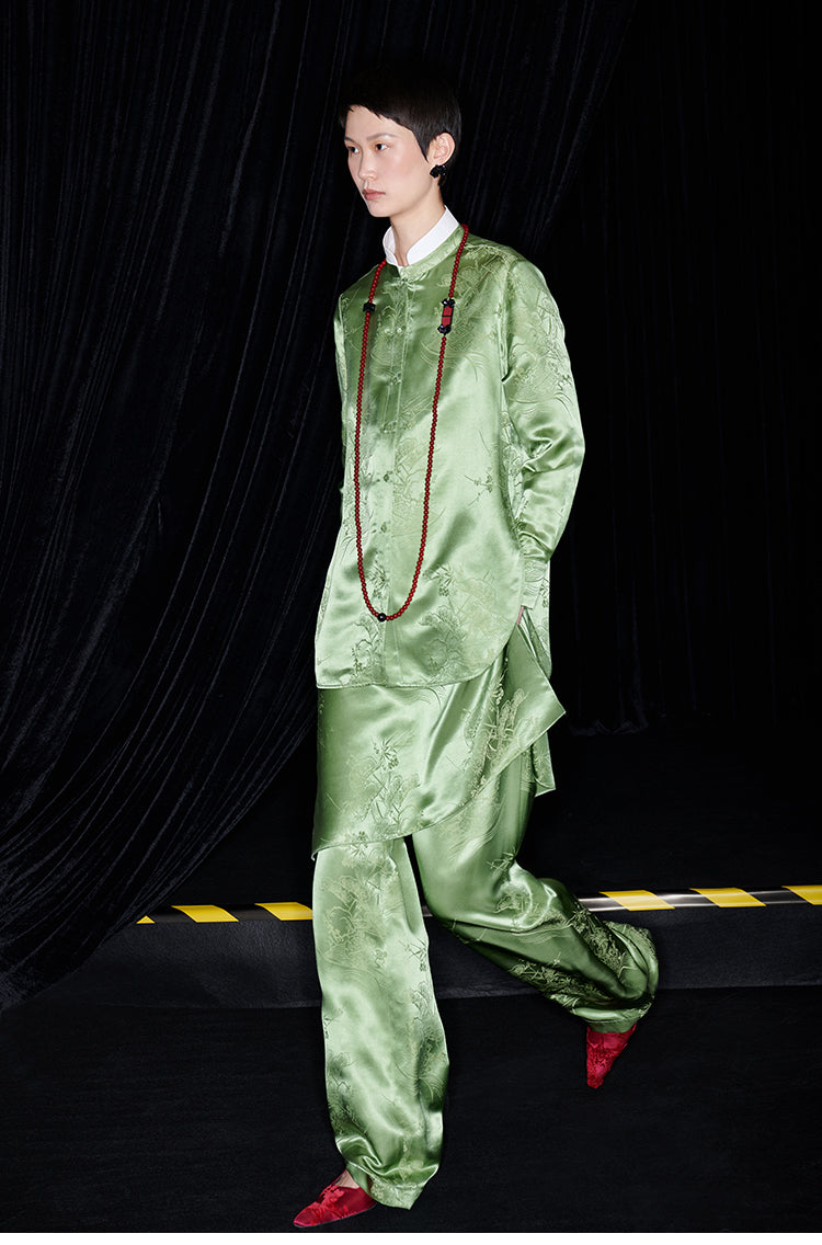 M essential Mackay luxury Jacquard stand-up collar shirt skirt pant set - eleven