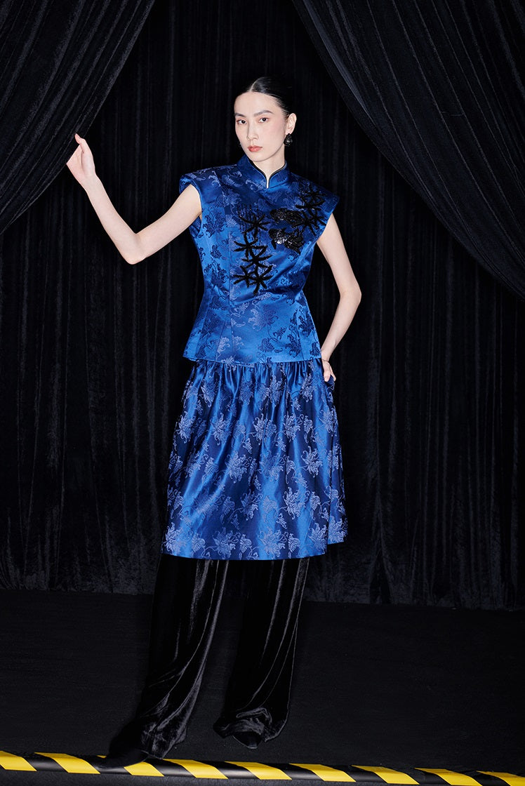 M essential Ma Kai designer Haiqing jacquard fish algae pattern nail beads vest - PEAC.