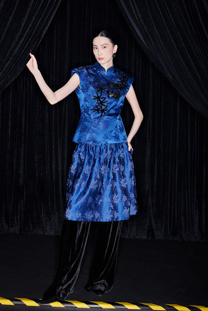 M essential Ma Kai designer Haiqing jacquard fish algae pattern nail beads vest - PEAC.