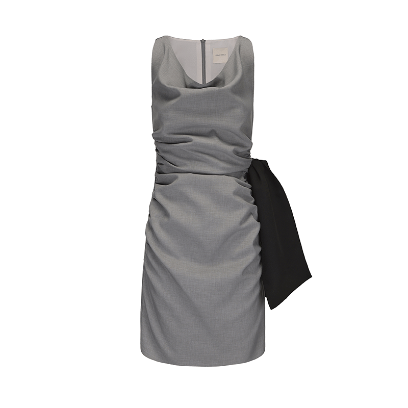 ATELIER MISS LU Pleated Sculptural Shape Floater Sleeveless Dress - STANLEY.