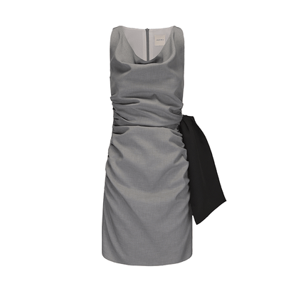 ATELIER MISS LU Pleated Sculptural Shape Floater Sleeveless Dress - STANLEY.