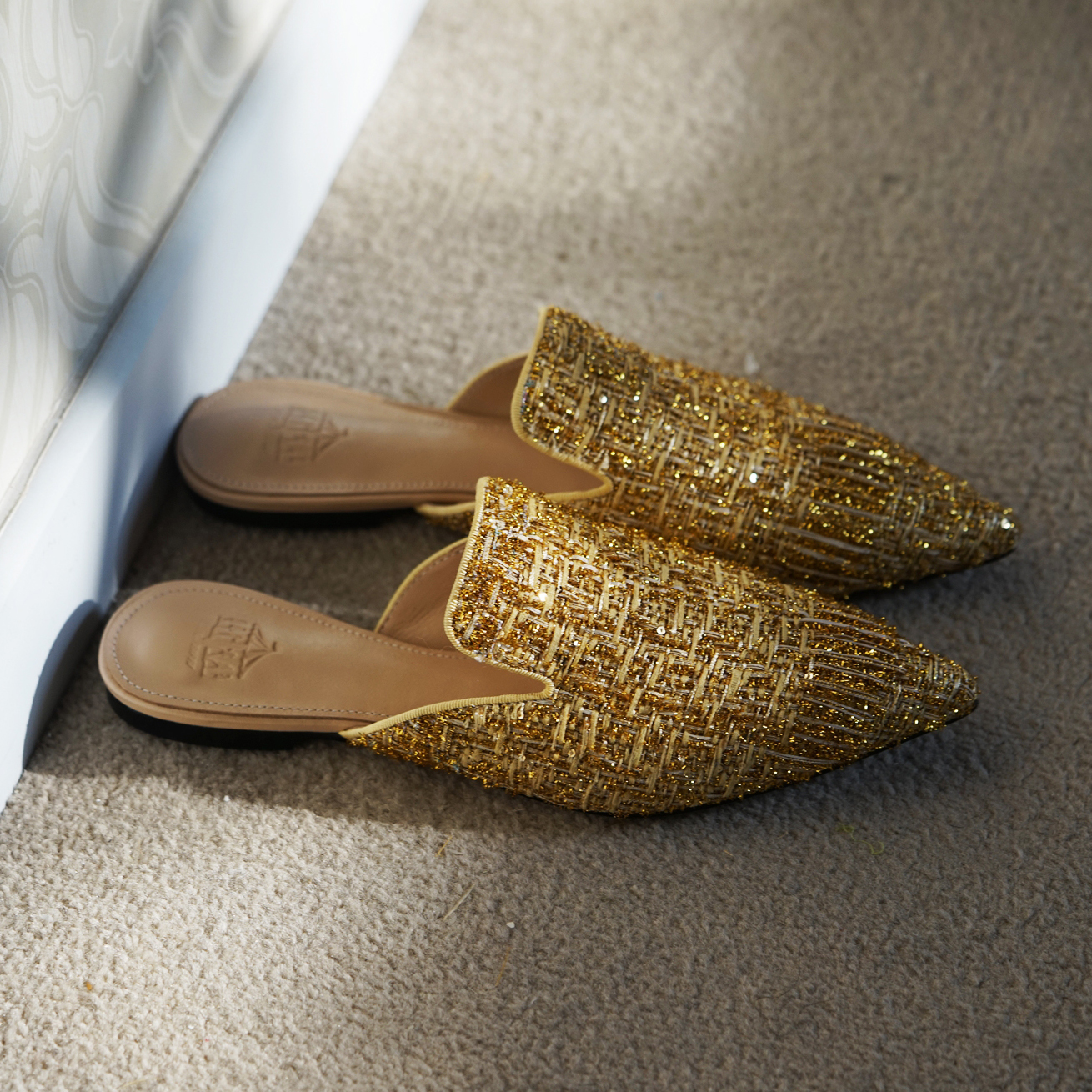 B-FEI Special Glitter Elegant Vintage Pointed Toe Mules-LESLY.