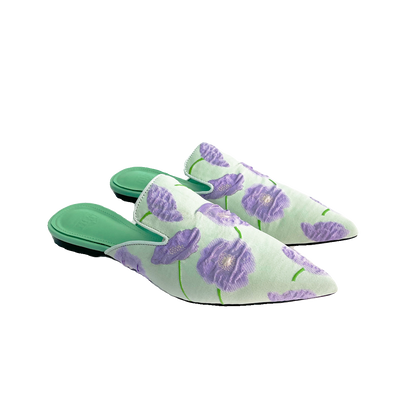 B-FEI French flowers elegant flat mules-THEW.