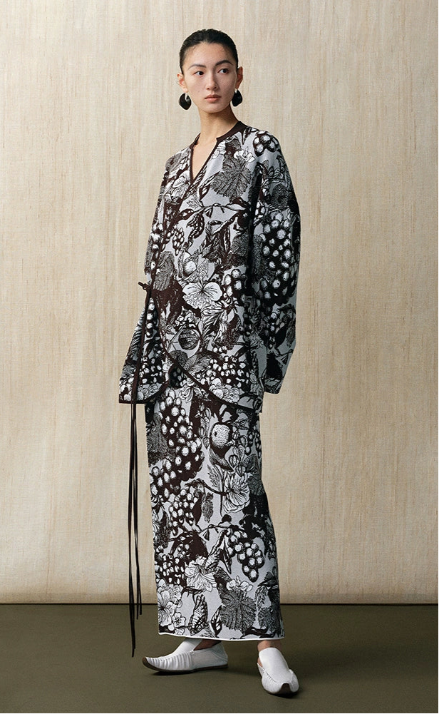 ZHUCHONGYUN spring's new double-knit jacquard straight maxi skirt-RIN.