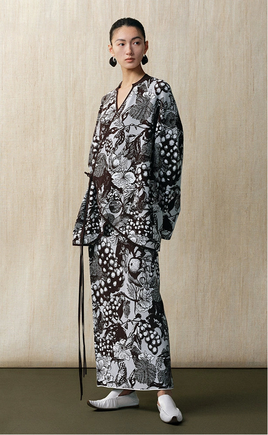 ZHUCHONGYUN spring's new double-knit jacquard straight maxi skirt-RIN.