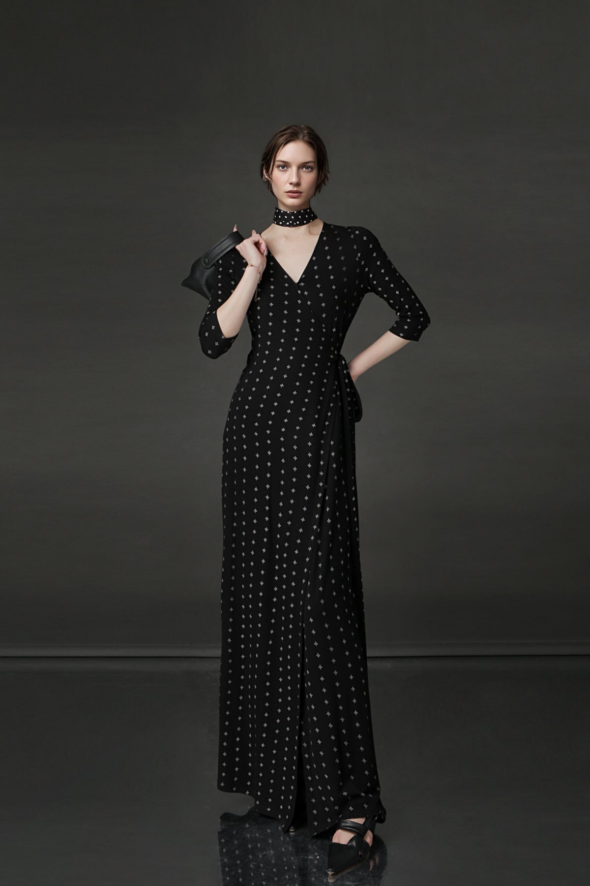 PIAOIN French Hepburn style slim lace-up design goddess long dress-T-AURORA.