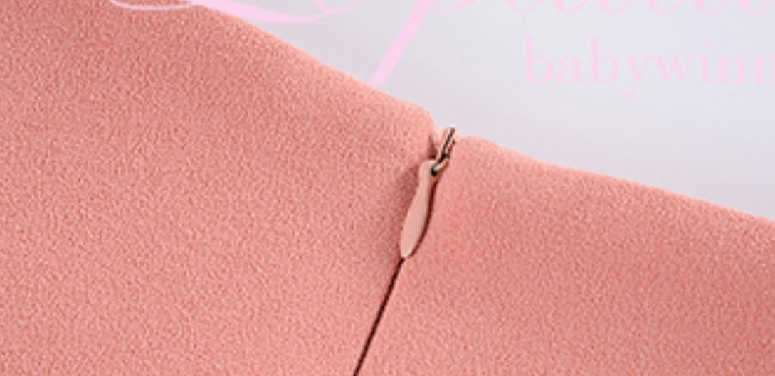 Le Palais Vintage  Peach Pink Small Fragrance Crop Top + Skirt Set-BEN