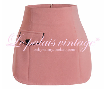 Le Palais Vintage  Peach Pink Small Fragrance Crop Top + Skirt Set-BEN