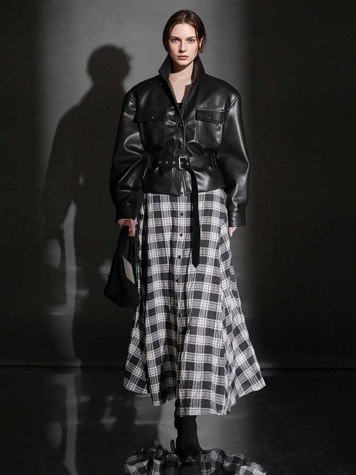 PIAOIN British Style Pattern Design A-Line Women's Fashionable Pleated Skirt -CHARLOTTE