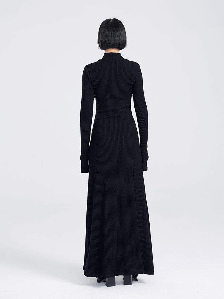 TINYIN slim swing maxi knit dress with cut-out stitching -KOKO