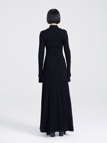 TINYIN slim swing maxi knit dress with cut-out stitching -KOKO