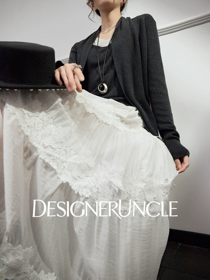 DGU "Moqin" dark flower gray jacket new lazy style design loose cardigan - Avery.