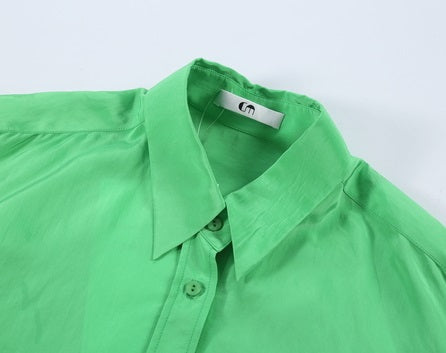 COMME MOI Lv Yan designer dopamine women's peak-necked silhouette shirts - MILA.