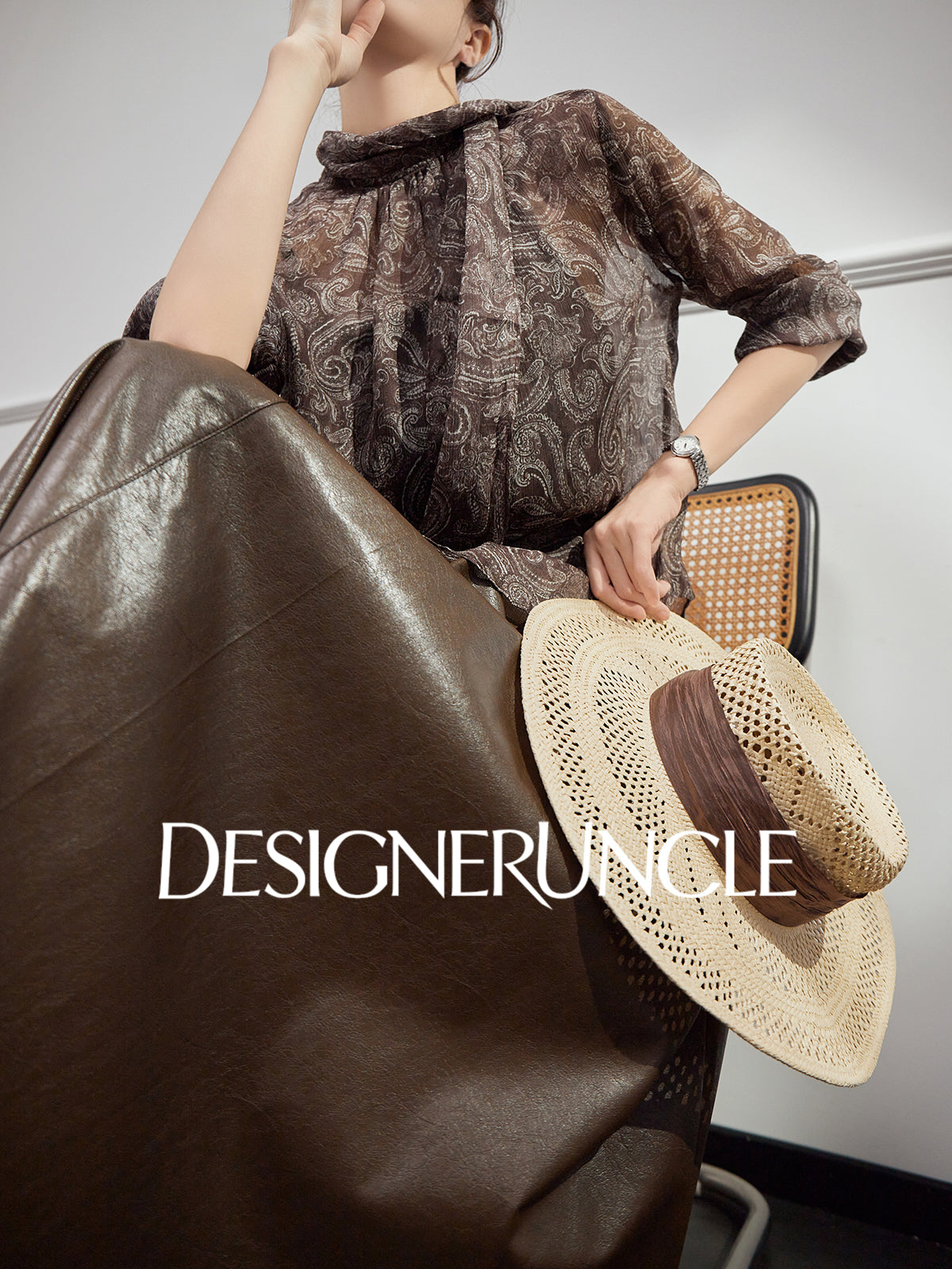 DGU "Suhui" retro printed long-sleeved loose high-end commuter top - PIRATE.