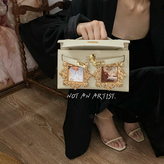 NOT AN ARTIST Art student original vintage famous painting dinner pouch - GUC