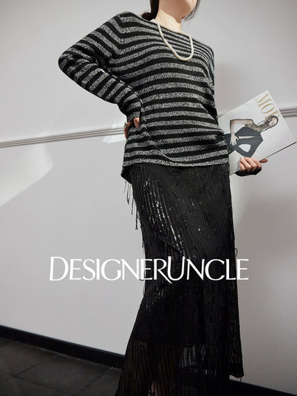 DGU "Ink Sequence" black and gray wool knitted sweater - DREAM.