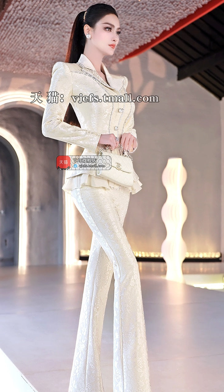 VJE Suit Flared Pants Two-Piece Suit set-KHASI.