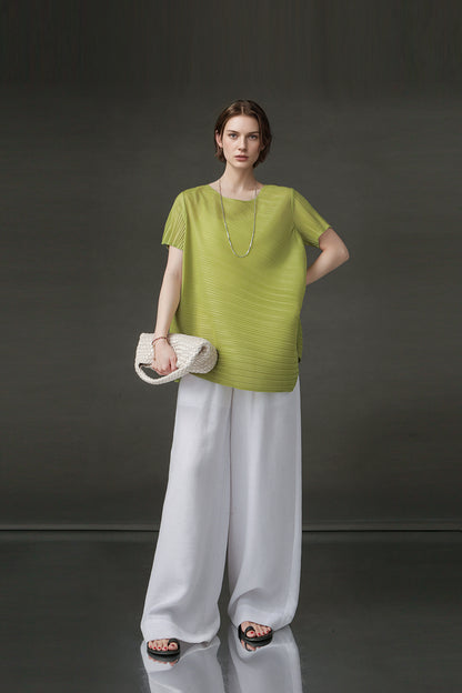 PIAOIN Miyake style simple premium pleated design T-shirt  -CECILLIA