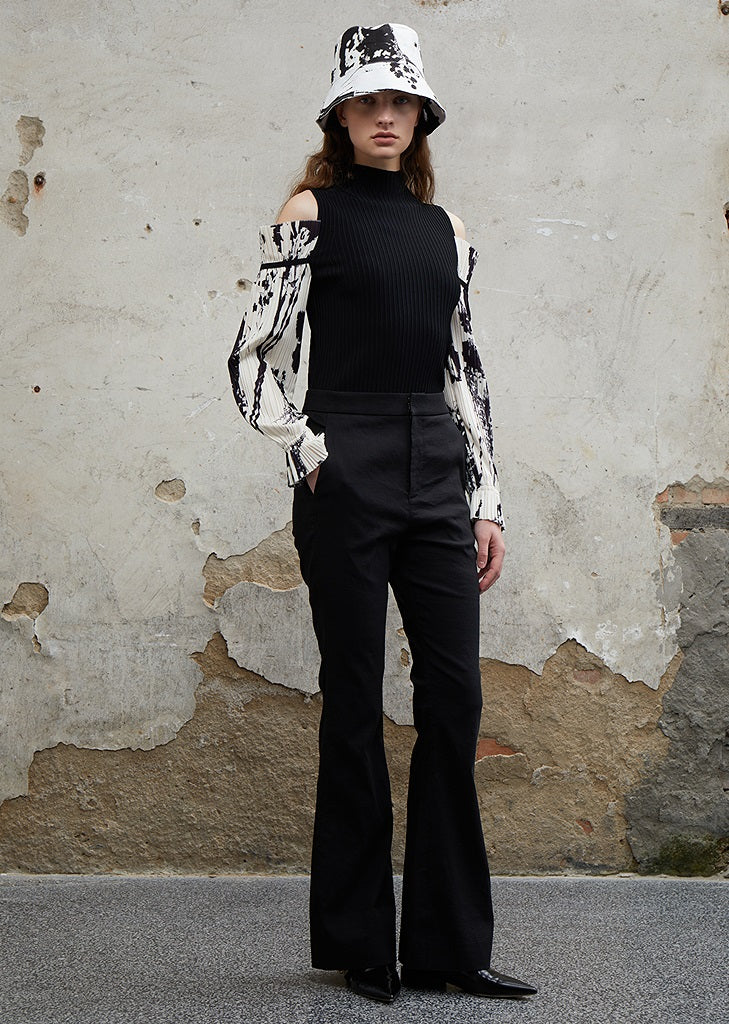 COMME MOI Lu Yan designer new women's off-the-shoulder printed sleeve shirt - DEAR .