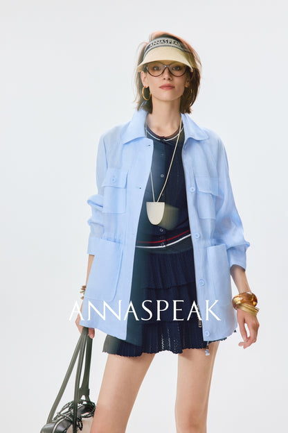 ANNASPEAK  linen light drawstring shunting jacket-SAYE.