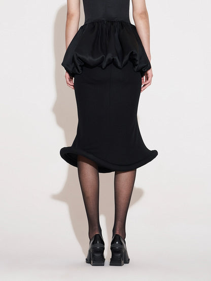 ANNAKIKI niche acetate mid-rise flying saucer fishtail mid-length skirt-KANI