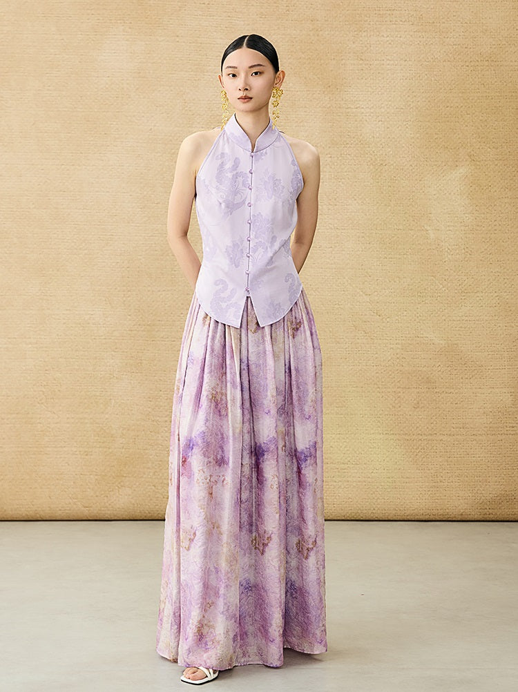 HECO Chinese Acetate Stand-up Collar Waist National Style Jacquard Vest T - FIRE.