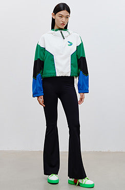 COMME MOI short contrasting patchwork hooded sports top - PENLOPE.