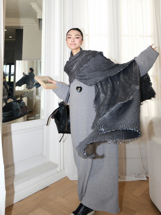 MEI SANGUAN 100% wool gray gilt shawl - RYAN