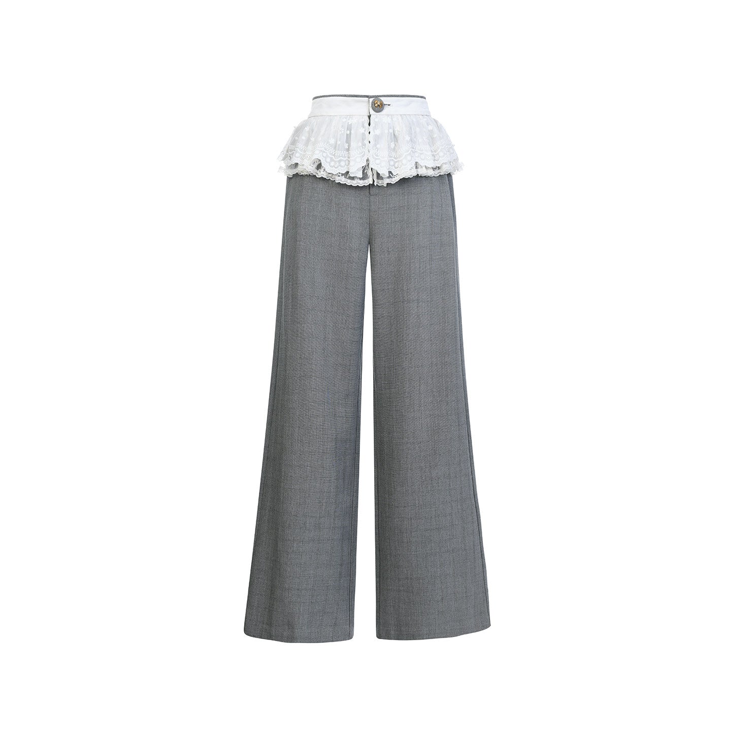FAME Embroidered Trim Casual Straight Wide-leg Pants - LINNEA.