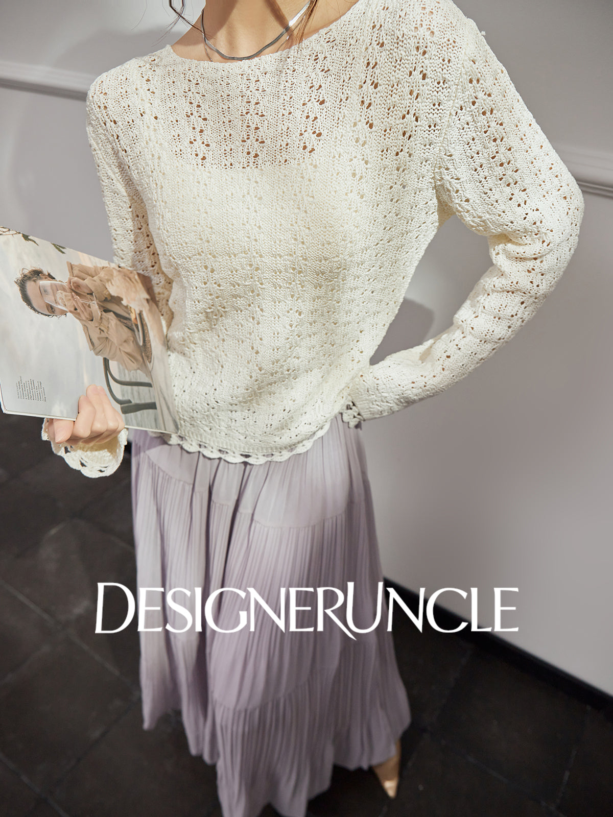 DGU "Suying" off-white knitted new air-quality versatile commuter top - Dana.