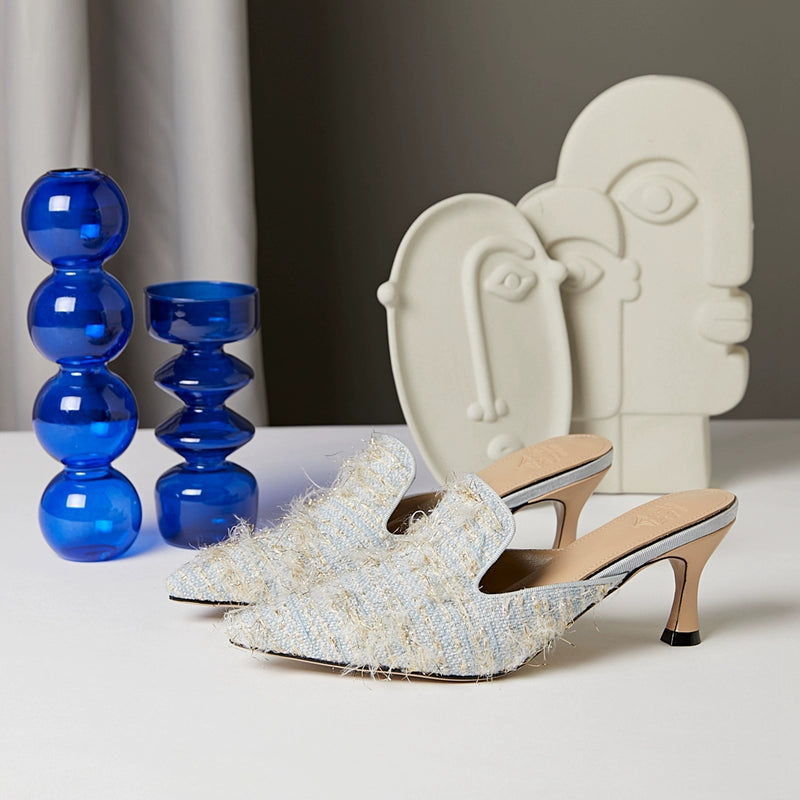 B-FEI heel mules pointed slippers-HAVI.