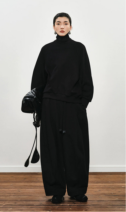 ZHUCHONGYUN High Neck Loose pant and Sweatshirt outfit set -MATOU.